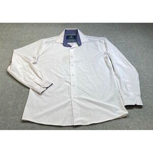 Tom Baine Button Down Men M White Slim Fit Performance Stretch Wrinkle Free